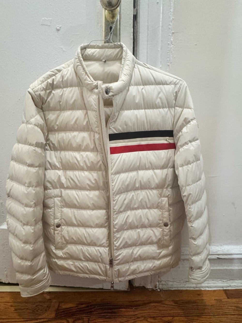 Men's Moncler Quilted Puffer Jacket with Contrast Stripe